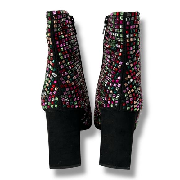 NEW Wild Pair Multi Bling Rhinestone Bootie SZ 7 Black Embellished Pointed Toe - Picture 3 of 12